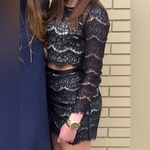 Le Château Lacy Black Long Sleeve Two Piece